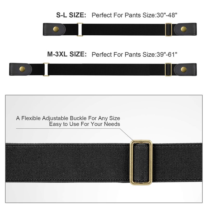 WHIPPY No Buckle Stretch No Show Belt for Men 1.38 inches Wide, Buckless Invisible Elastic Belt for Jeans Pants (Black, S) - Image 5